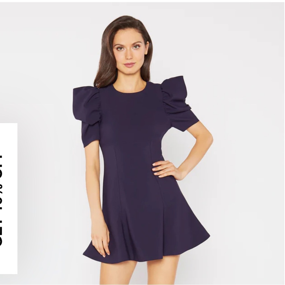 Likely Navy blue puff sleeve dress, never worn size 10.